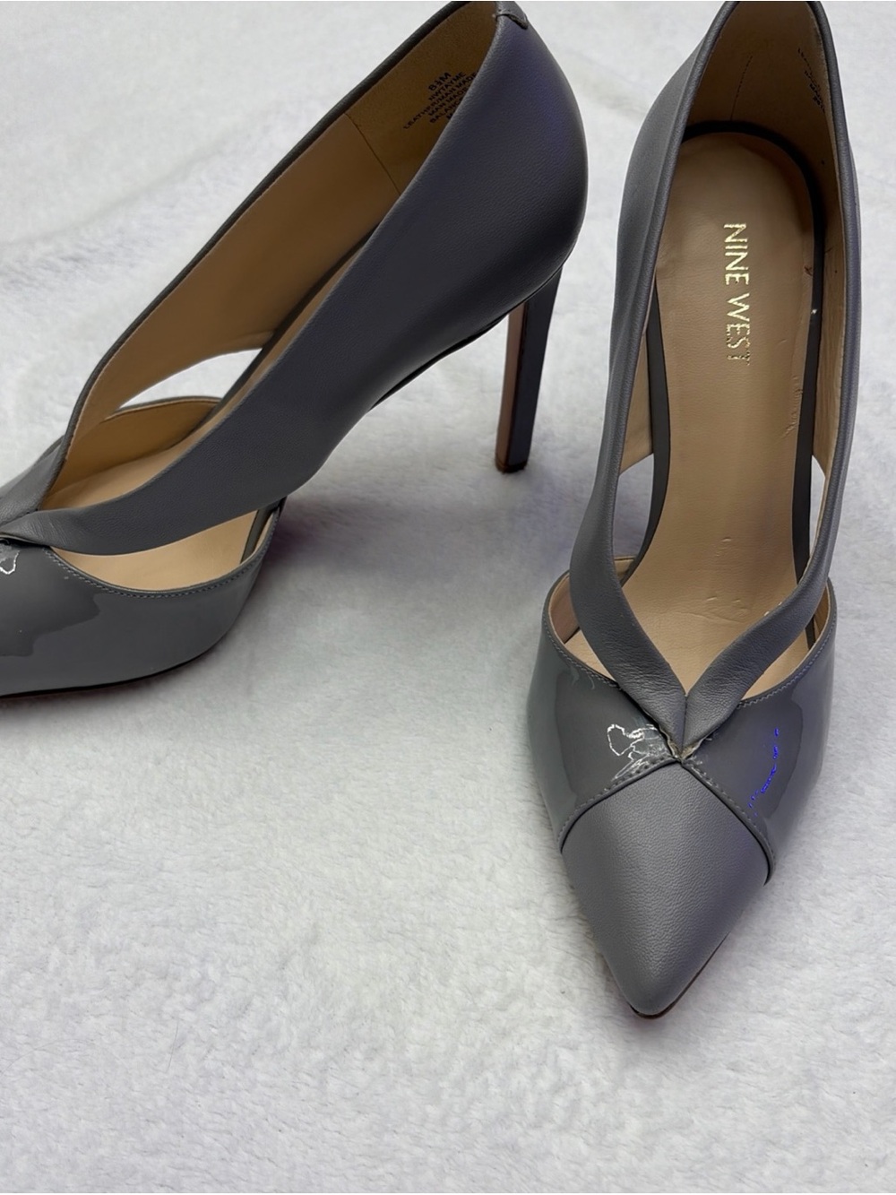 Nine West Gray Pointed Toe Cutout Stiletto Heels